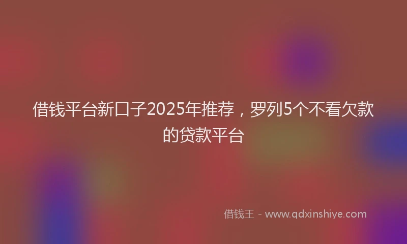 借钱平台新口子2025年推荐，罗列5个不看欠款的贷款平台