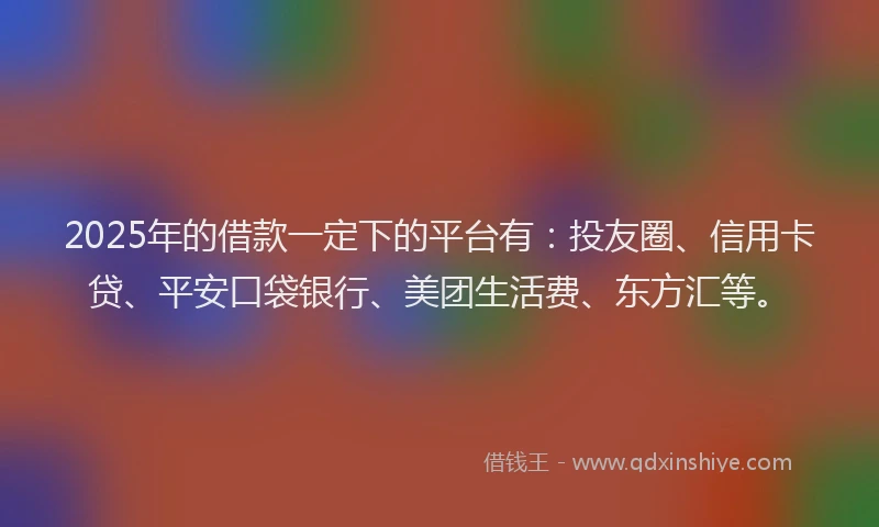 2025年的借款一定下的平台有：投友圈、信用卡贷、平安口袋银行、美团生活费、东方汇等。