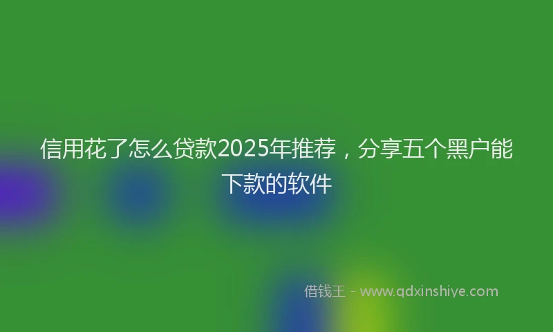 信用花了怎么贷款2025年推荐，分享五个黑户能下款的软件
