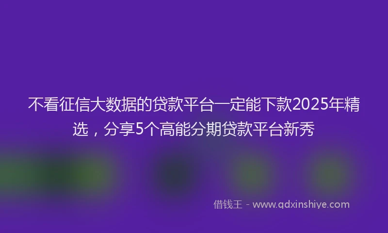 不看征信大数据的贷款平台一定能下款2025年精选，分享5个高能分期贷款平台新秀