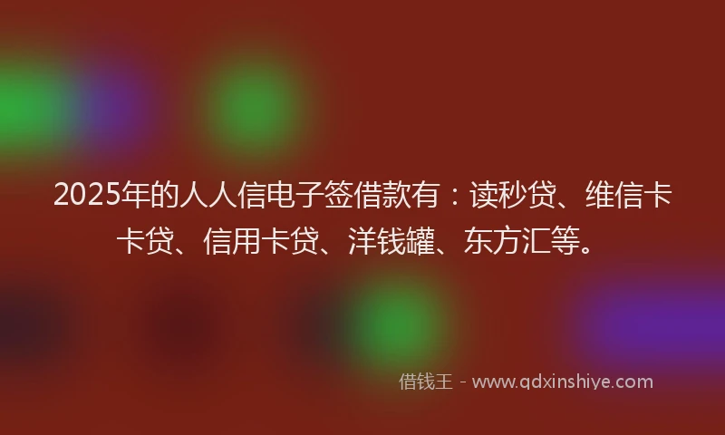 2025年的人人信电子签借款有：读秒贷、维信卡卡贷、信用卡贷、洋钱罐、东方汇等。