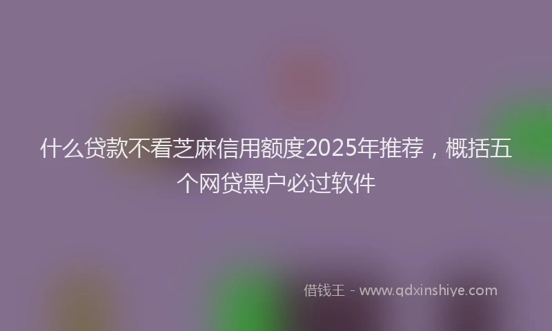 什么贷款不看芝麻信用额度2025年推荐，概括五个网贷黑户必过软件