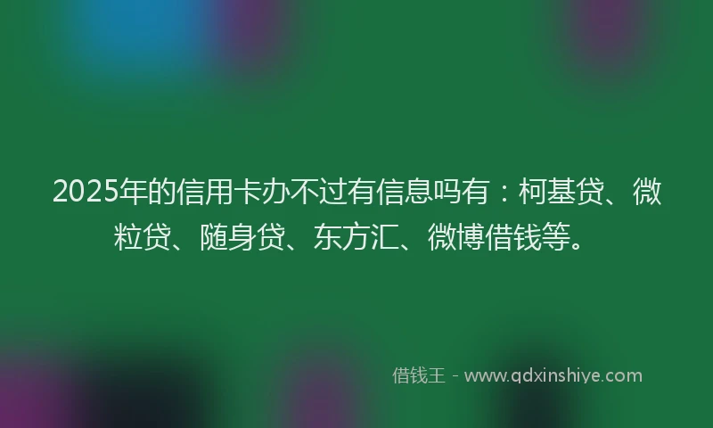 2025年的信用卡办不过有信息吗有：柯基贷、微粒贷、随身贷、东方汇、微博借钱等。