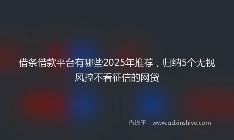 借条借款平台有哪些2025年推荐，归纳5个无视风控不看征信的网贷
