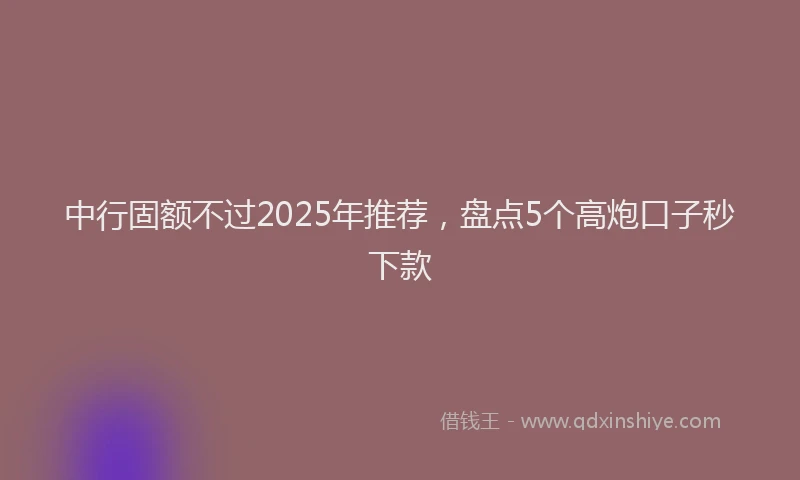 中行固额不过2025年推荐，盘点5个高炮口子秒下款