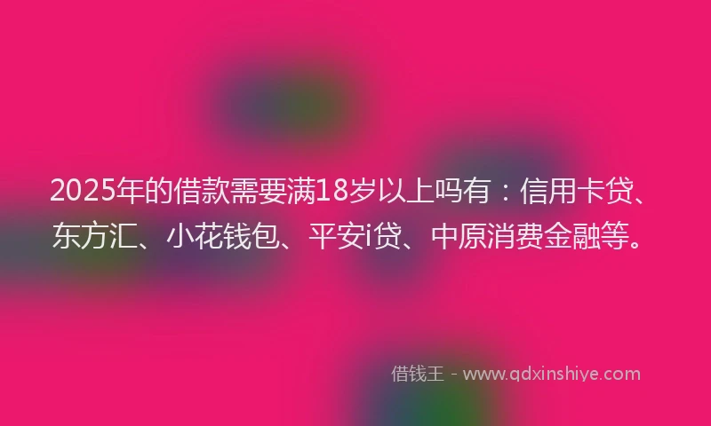 2025年的借款需要满18岁以上吗有：信用卡贷、东方汇、小花钱包、平安i贷、中原消费金融等。