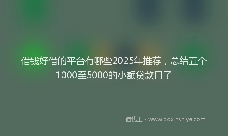 借钱好借的平台有哪些2025年推荐，总结五个1000至5000的小额贷款口子