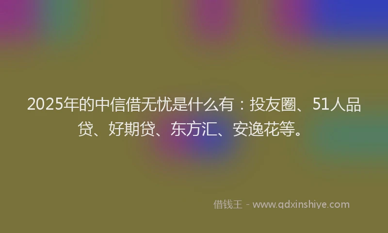 2025年的中信借无忧是什么有：投友圈、51人品贷、好期贷、东方汇、安逸花等。