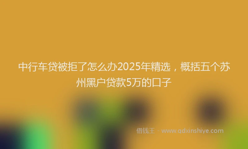 中行车贷被拒了怎么办2025年精选，概括五个苏州黑户贷款5万的口子