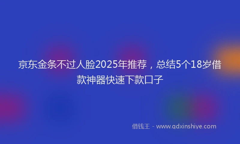 京东金条不过人脸2025年推荐，总结5个18岁借款神器快速下款口子