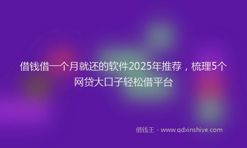 借钱借一个月就还的软件2025年推荐，梳理5个网贷大口子轻松借平台