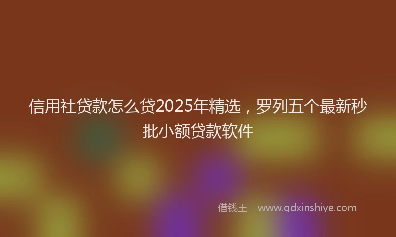 信用社贷款怎么贷2025年精选，罗列五个最新秒批小额贷款软件