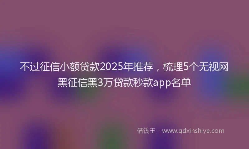 不过征信小额贷款2025年推荐，梳理5个无视网黑征信黑3万贷款秒款app名单