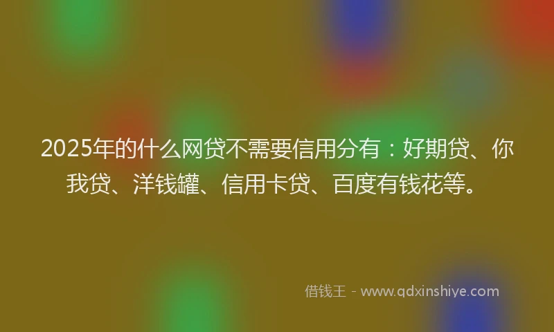 2025年的什么网贷不需要信用分有：好期贷、你我贷、洋钱罐、信用卡贷、百度有钱花等。