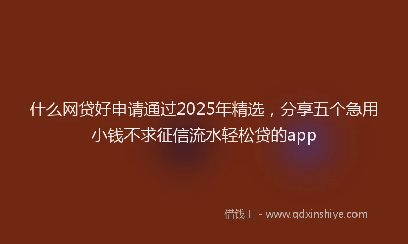 什么网贷好申请通过2025年精选，分享五个急用小钱不求征信流水轻松贷的app