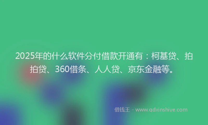 2025年的什么软件分付借款开通有：柯基贷、拍拍贷、360借条、人人贷、京东金融等。
