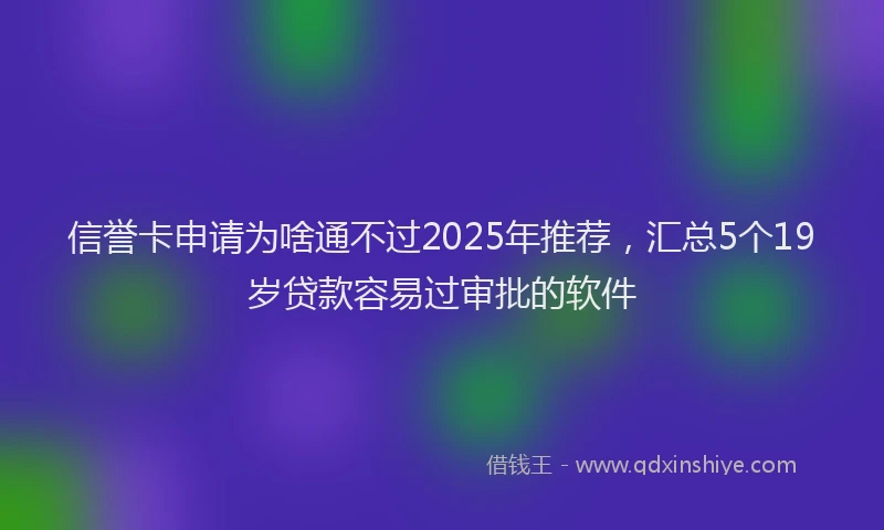 信誉卡申请为啥通不过2025年推荐，汇总5个19岁贷款容易过审批的软件