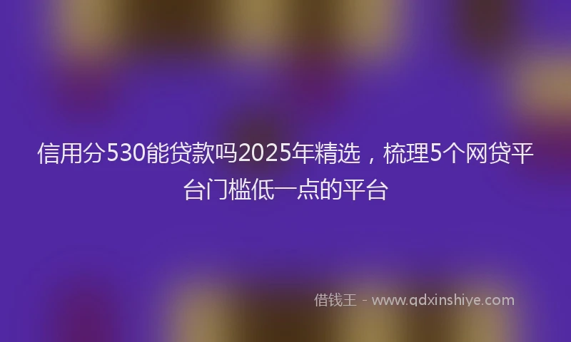 信用分530能贷款吗2025年精选，梳理5个网贷平台门槛低一点的平台