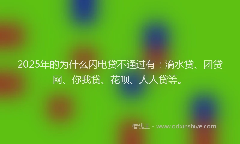 2025年的为什么闪电贷不通过有：滴水贷、团贷网、你我贷、花呗、人人贷等。