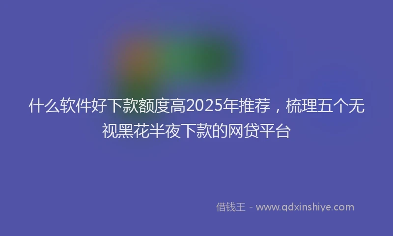 什么软件好下款额度高2025年推荐，梳理五个无视黑花半夜下款的网贷平台