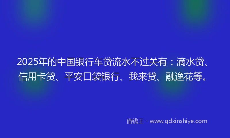 2025年的中国银行车贷流水不过关有：滴水贷、信用卡贷、平安口袋银行、我来贷、融逸花等。