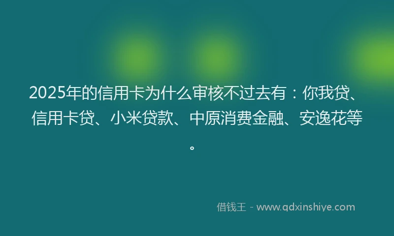 2025年的信用卡为什么审核不过去有：你我贷、信用卡贷、小米贷款、中原消费金融、安逸花等。