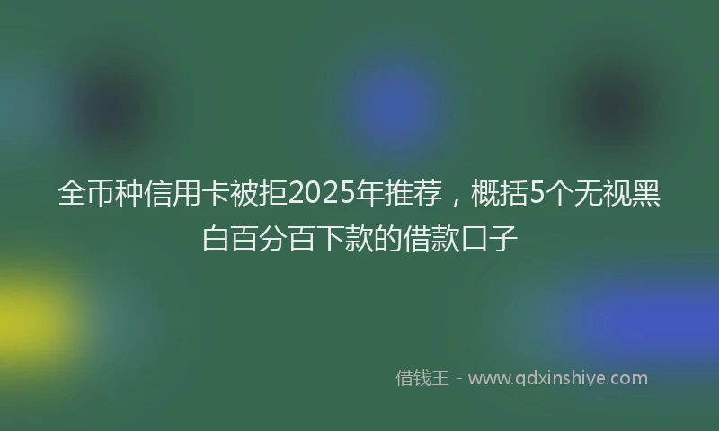 全币种信用卡被拒2025年推荐，概括5个无视黑白百分百下款的借款口子