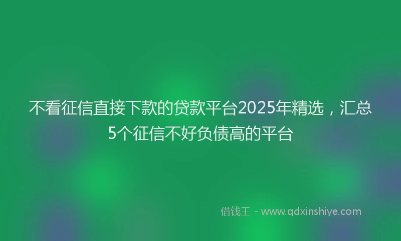 不看征信直接下款的贷款平台2025年精选，汇总5个征信不好负债高的平台