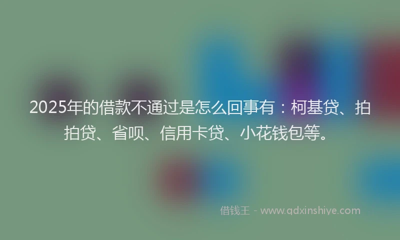 2025年的借款不通过是怎么回事有：柯基贷、拍拍贷、省呗、信用卡贷、小花钱包等。