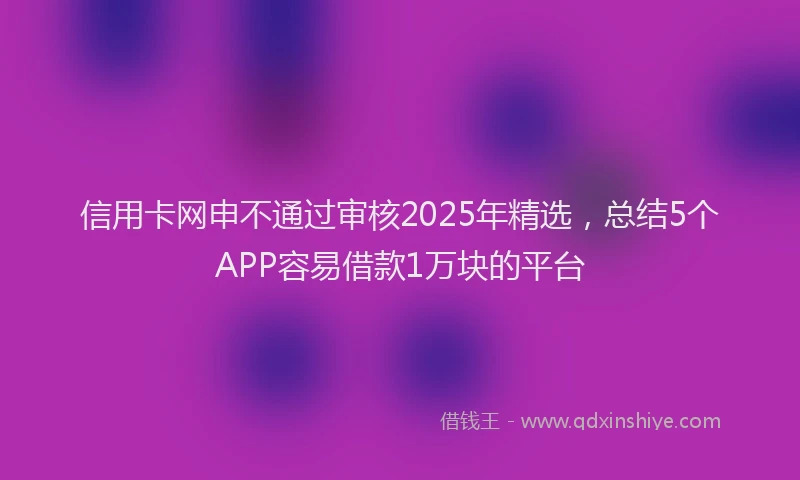 信用卡网申不通过审核2025年精选，总结5个APP容易借款1万块的平台