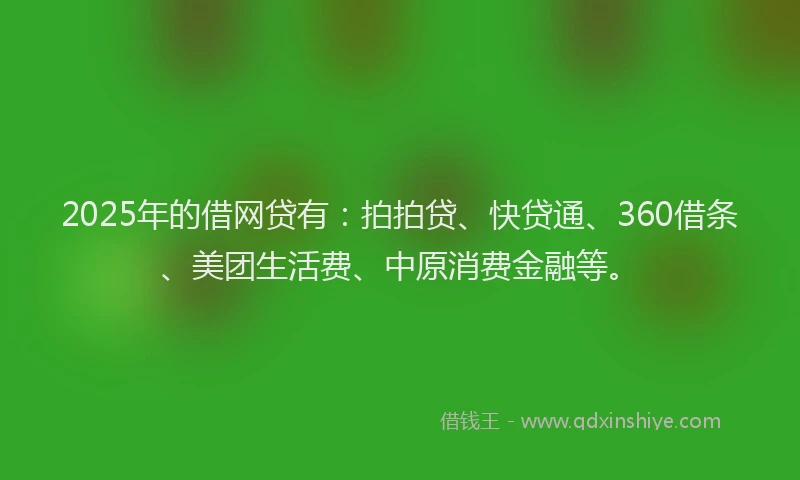 2025年的借网贷有：拍拍贷、快贷通、360借条、美团生活费、中原消费金融等。