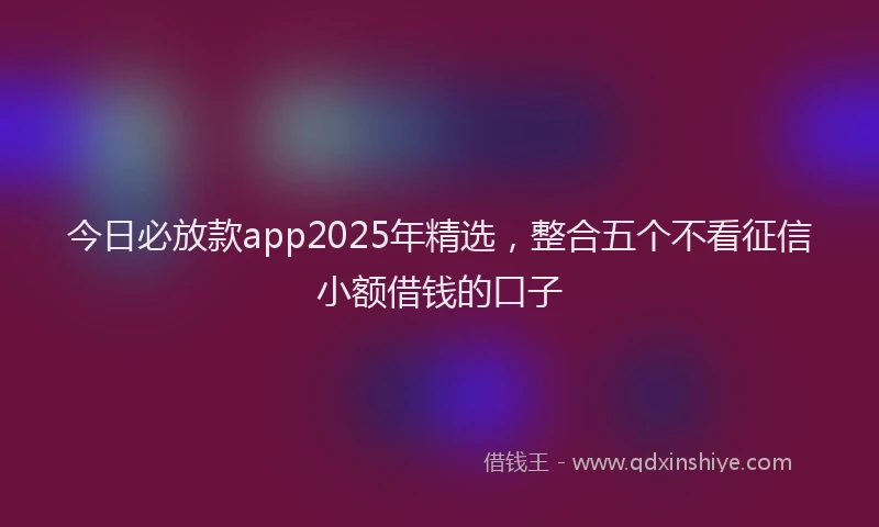 今日必放款app2025年精选，整合五个不看征信小额借钱的口子