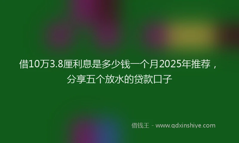 借10万3.8厘利息是多少钱一个月2025年推荐，分享五个放水的贷款口子