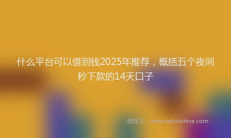 什么平台可以借到钱2025年推荐，概括五个夜间秒下款的14天口子