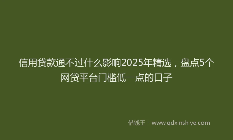 信用贷款通不过什么影响2025年精选，盘点5个网贷平台门槛低一点的口子
