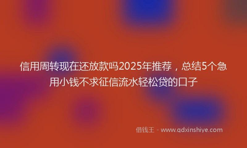 信用周转现在还放款吗2025年推荐，总结5个急用小钱不求征信流水轻松贷的口子