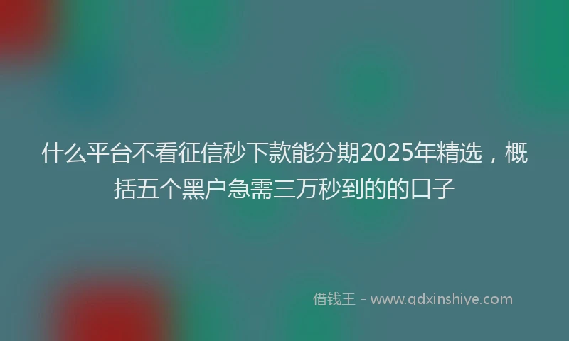 什么平台不看征信秒下款能分期2025年精选，概括五个黑户急需三万秒到的的口子