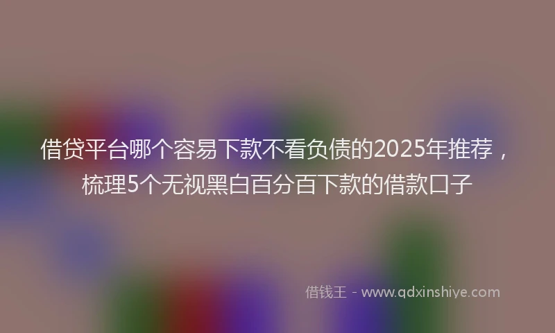 借贷平台哪个容易下款不看负债的2025年推荐，梳理5个无视黑白百分百下款的借款口子
