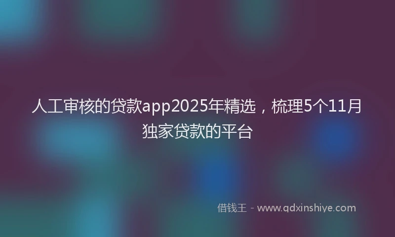 人工审核的贷款app2025年精选，梳理5个11月独家贷款的平台