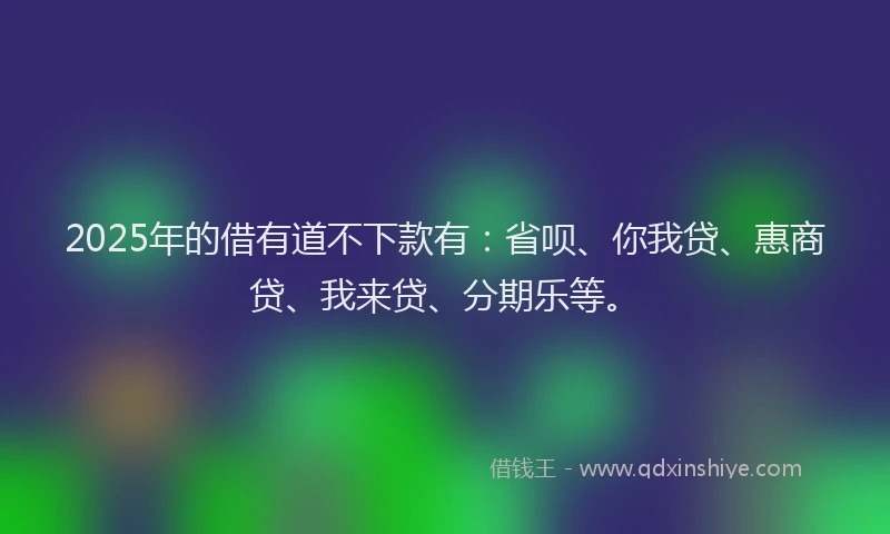2025年的借有道不下款有：省呗、你我贷、惠商贷、我来贷、分期乐等。