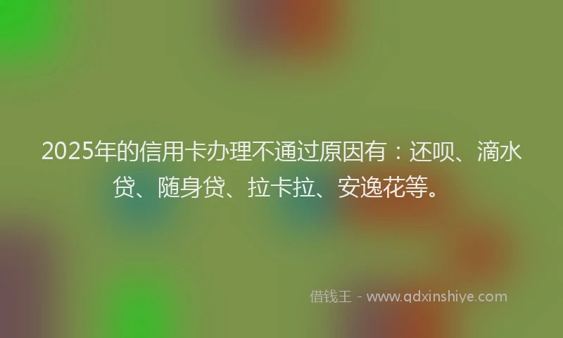 2025年的信用卡办理不通过原因有：还呗、滴水贷、随身贷、拉卡拉、安逸花等。