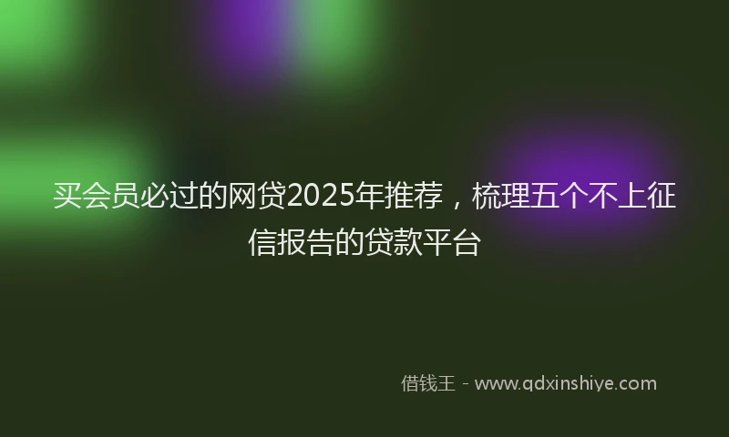 买会员必过的网贷2025年推荐，梳理五个不上征信报告的贷款平台