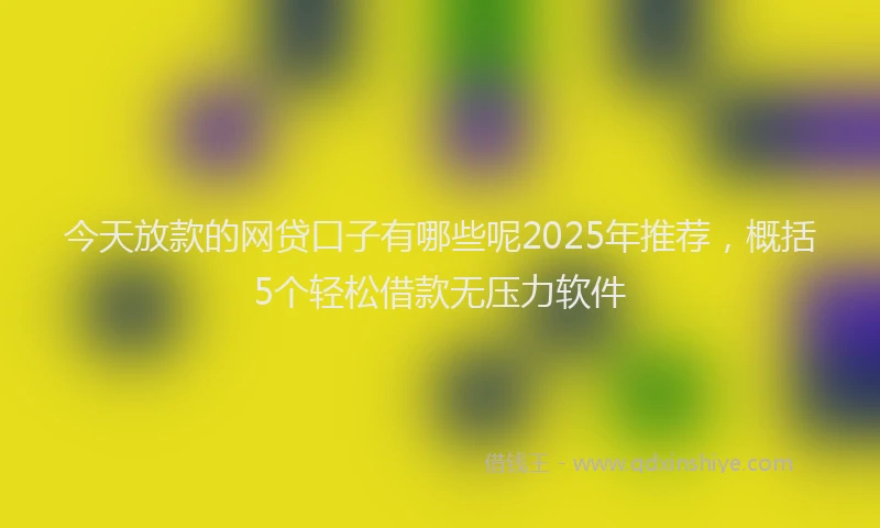 今天放款的网贷口子有哪些呢2025年推荐，概括5个轻松借款无压力软件