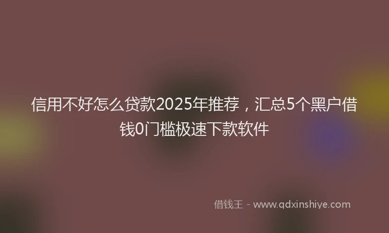 信用不好怎么贷款2025年推荐，汇总5个黑户借钱0门槛极速下款软件