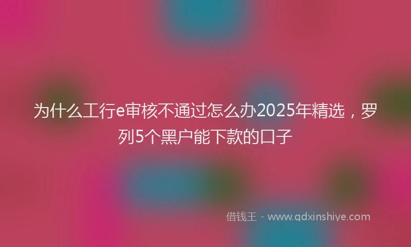 为什么工行e审核不通过怎么办2025年精选，罗列5个黑户能下款的口子