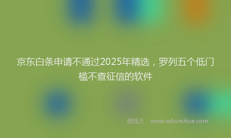 京东白条申请不通过2025年精选，罗列五个低门槛不查征信的软件