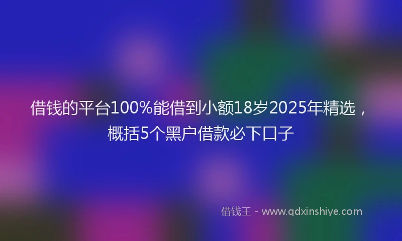 借钱的平台100%能借到小额18岁2025年精选，概括5个黑户借款必下口子