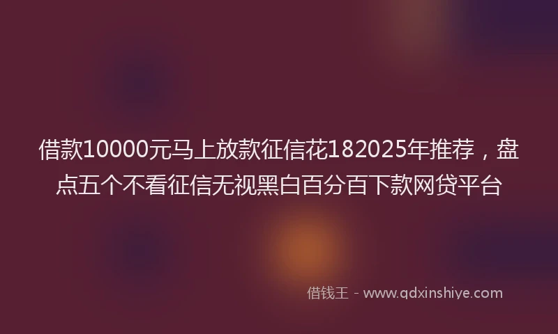 借款10000元马上放款征信花182025年推荐，盘点五个不看征信无视黑白百分百下款网贷平台