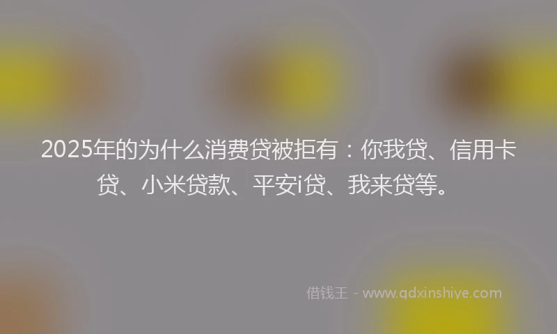 2025年的为什么消费贷被拒有：你我贷、信用卡贷、小米贷款、平安i贷、我来贷等。