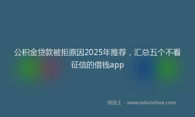 公积金贷款被拒原因2025年推荐，汇总五个不看征信的借钱app
